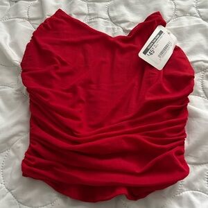 Shusha Strapless Rushed Red Women's Top NWT